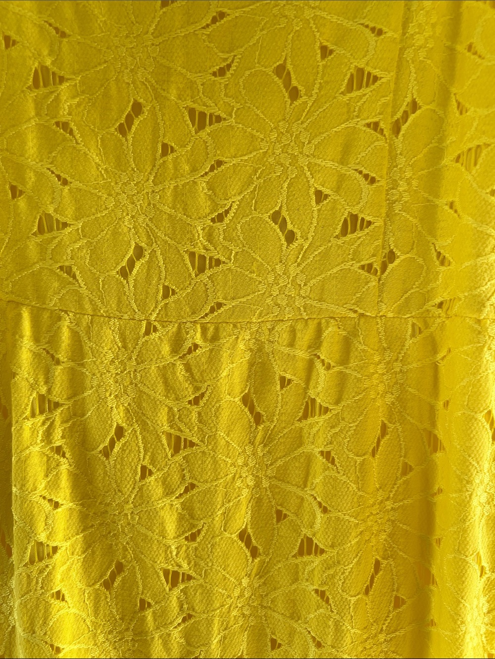 Bright Yellow Eyelet Midi Dress with Tie Straps - Picture 4 of 6